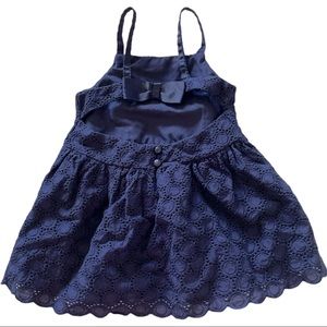 Navy Blue Eyelet Toddler Dress 2T